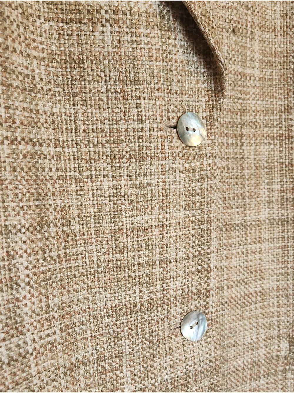 VINTAGE AUSTIN REED LUXURY 100% MATKA SILK TWEED BLAZER TAN QUIET LUXURY 12 - Picture 10 of 11